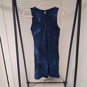 Vintage 90s Blue Embroidered Shift Dress Y2K Sleeveless  11/12 All‎ That Jazz